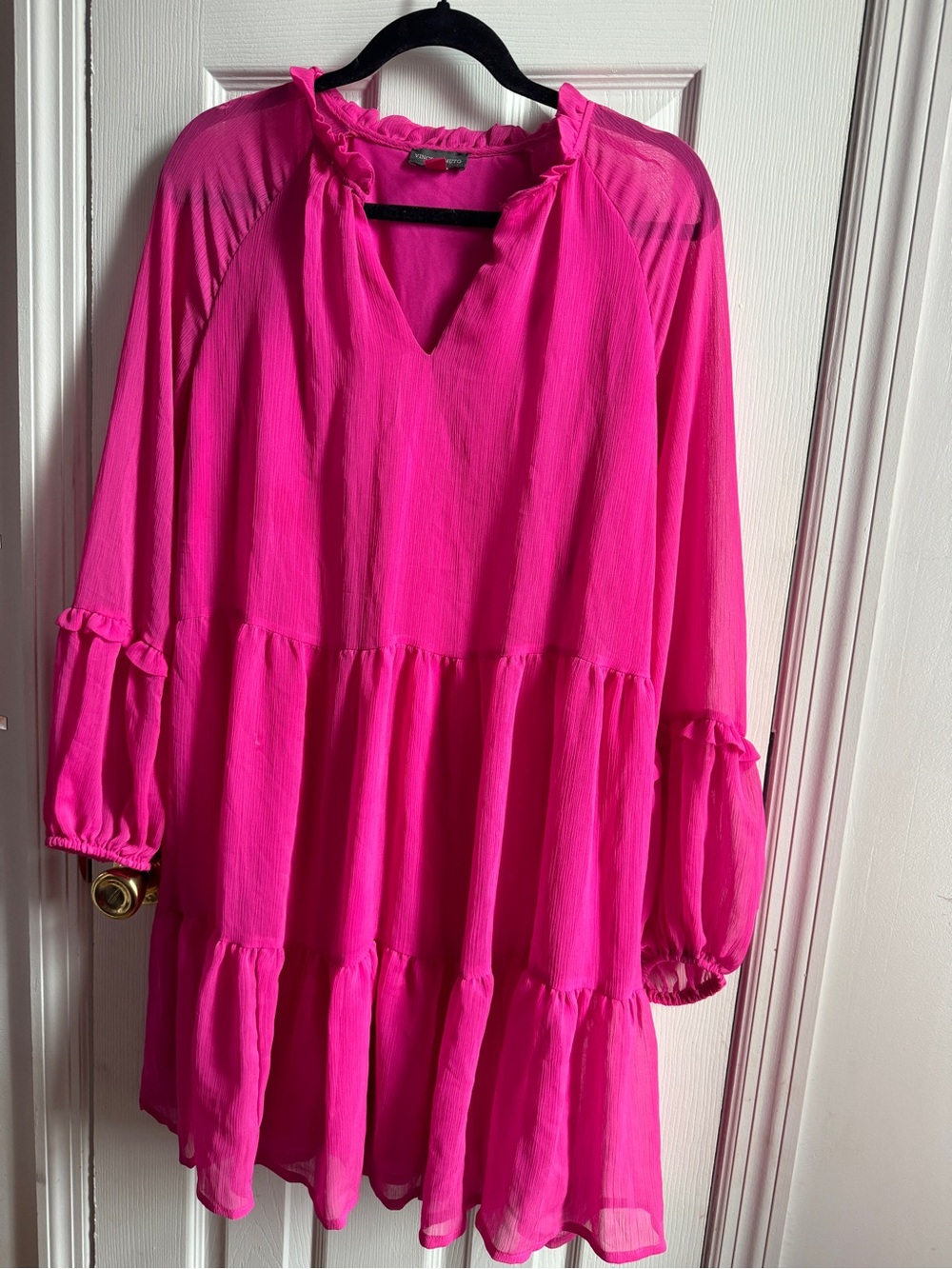 Vince Camuto Bright Hot Pink Tiered Casual Dress